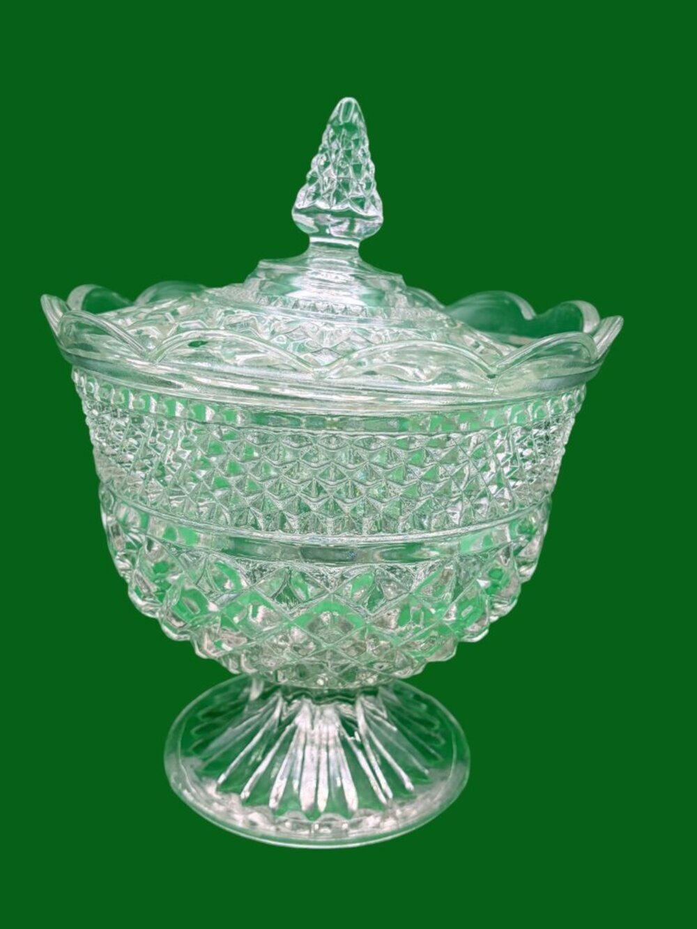 Vintage Anchor Hocking Wexford Lidded Compote Dish Pedestal Candy Bowl 10" - Picture 2 of 11